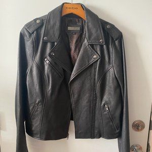 Women’s Black Rivet Leather Moto Jacket Sz L
